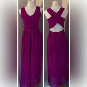 Dee Elle cross cross open back hilow dress sheer overlay party wedding datenight